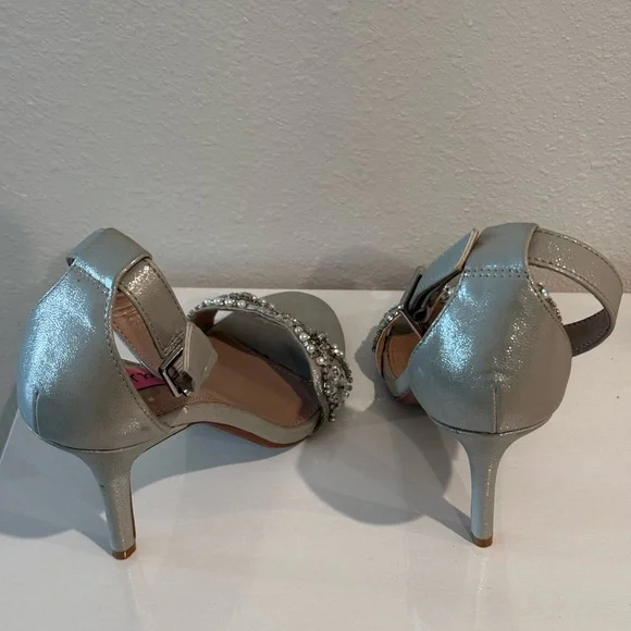 Betsey Johnson Silver Embellished Heels - Picture 1 of 2